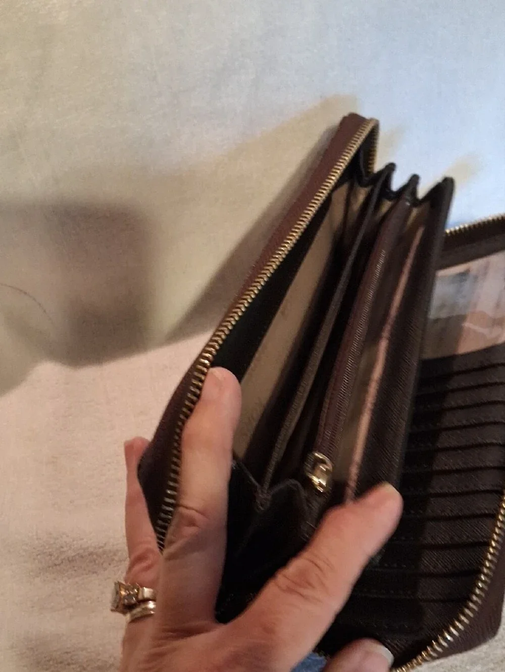 Michael Kors Dark Brown Logo Zip-Around Wristlet Wallet